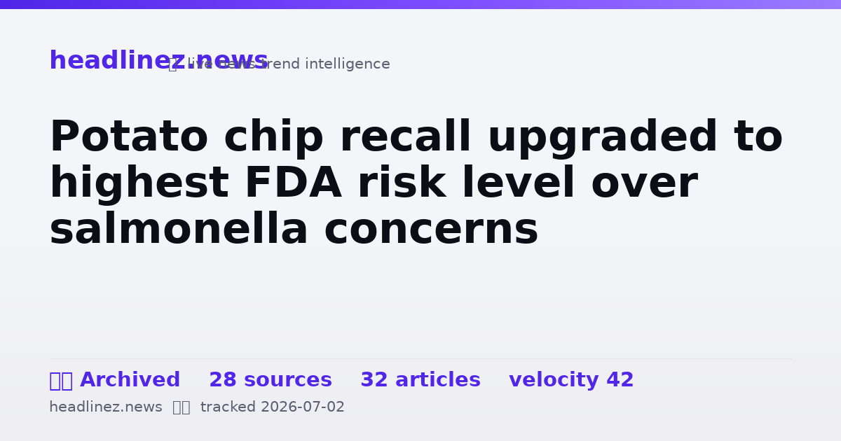 Visual summary for Potato chip recall upgraded to highest FDA risk level over salmonella concerns
