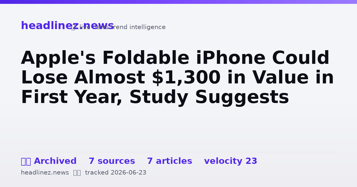 Visual summary for Apple's Foldable iPhone Could Lose Almost $1,300 in Value in First Year, Study Suggests