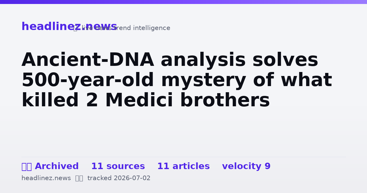Visual summary for Ancient-DNA analysis solves 500-year-old mystery of what killed 2 Medici brothers