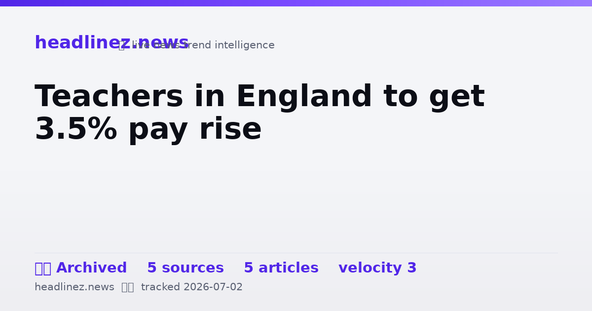 Visual summary for Teachers in England to get 3.5% pay rise
