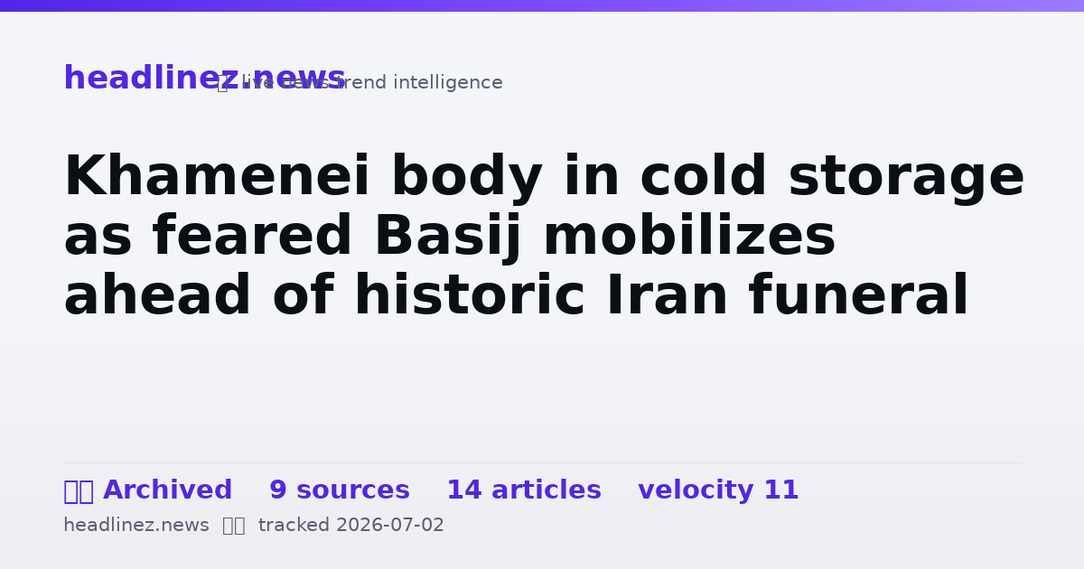 Visual summary for Khamenei body in cold storage as feared Basij mobilizes ahead of historic Iran funeral