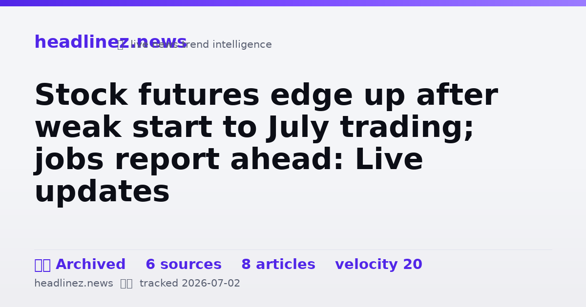 Visual summary for Stock futures edge up after weak start to July trading; jobs report ahead: Live updates