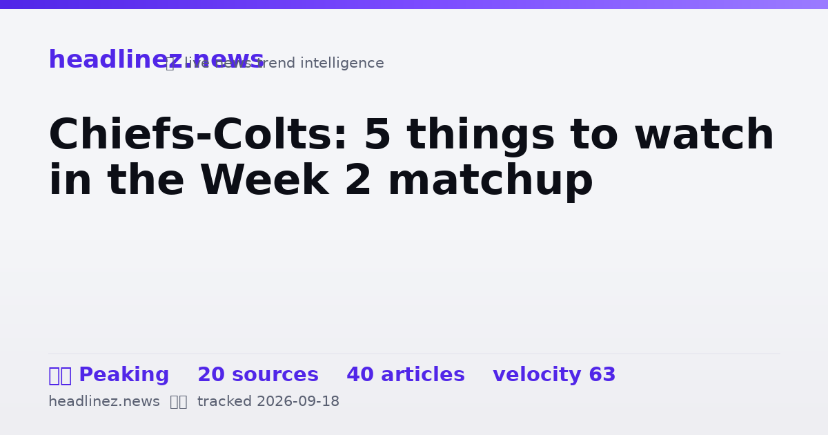 Visual summary for Chiefs-Colts: 5 things to watch in the Week 2 matchup