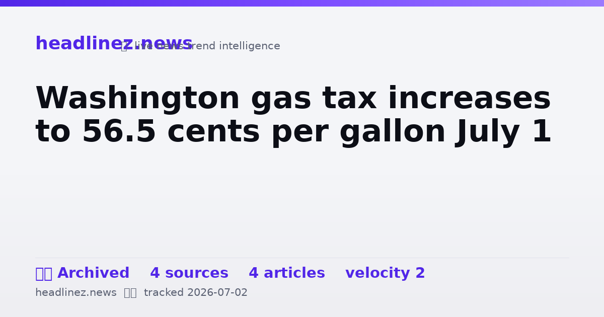 Visual summary for Washington gas tax increases to 56.5 cents per gallon July 1