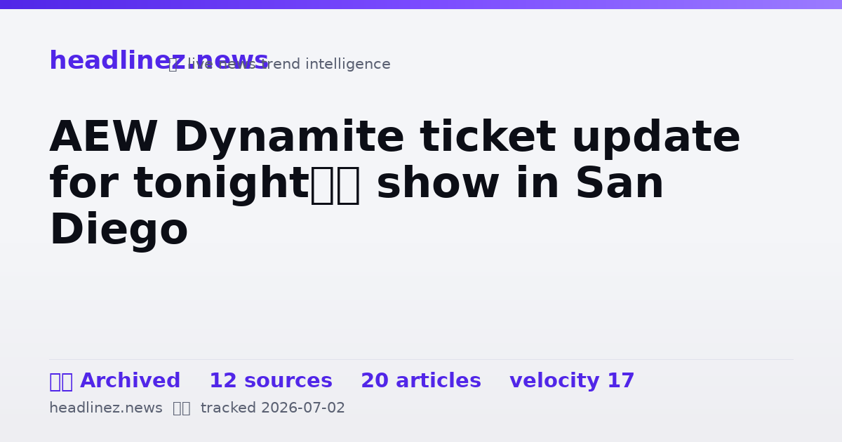 Visual summary for AEW Dynamite ticket update for tonight’s show in San Diego