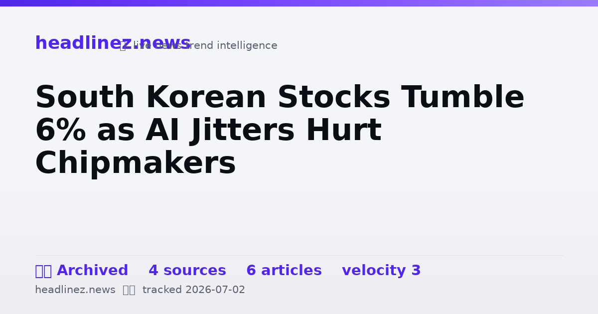 Visual summary for South Korean Stocks Tumble 6% as AI Jitters Hurt Chipmakers