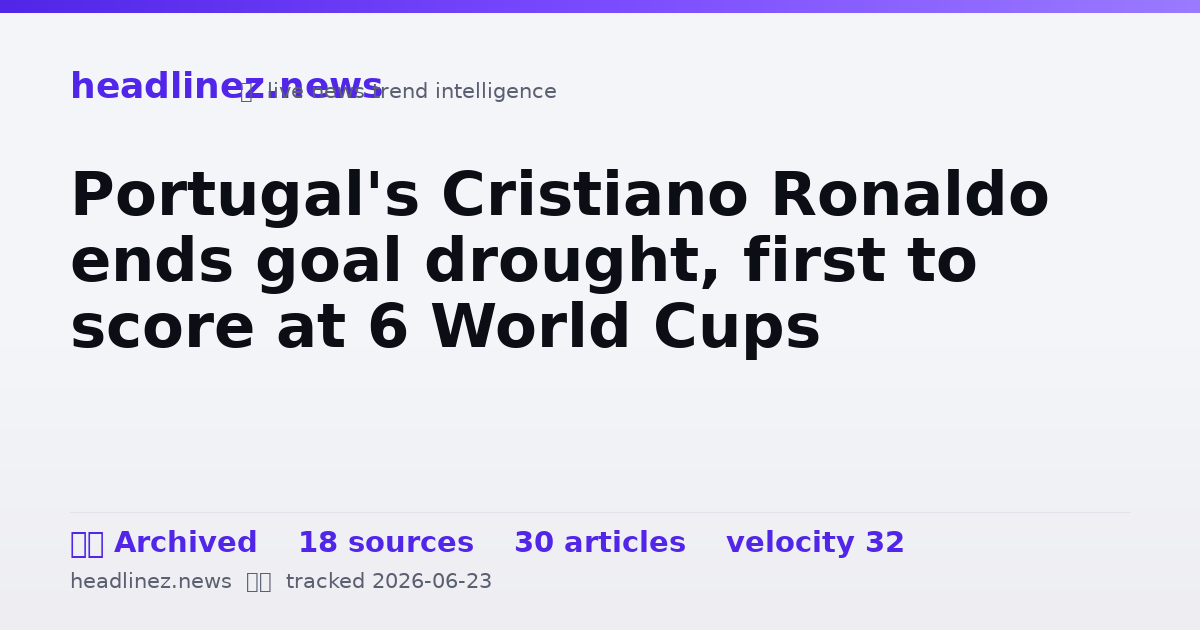 Visual summary for Portugal's Cristiano Ronaldo ends goal drought, first to score at 6 World Cups