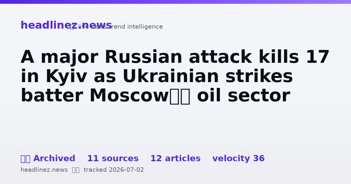 Visual summary for A major Russian attack kills 17 in Kyiv as Ukrainian strikes batter Moscow’s oil sector