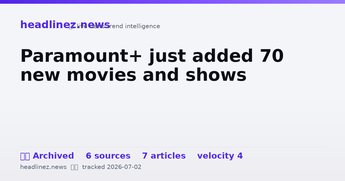 Visual summary for Paramount+ just added 70 new movies and shows