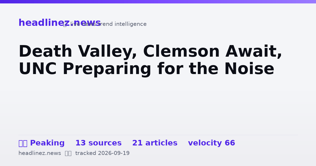 Visual summary for Death Valley, Clemson Await, UNC Preparing for the Noise