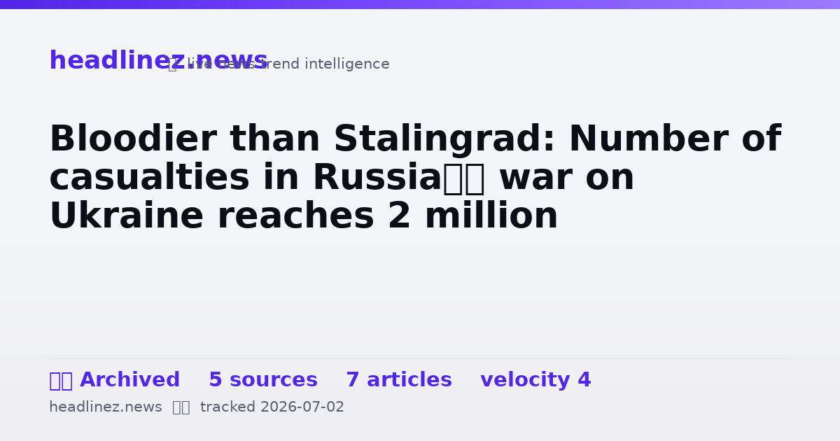 Visual summary for Bloodier than Stalingrad: Number of casualties in Russia’s war on Ukraine reaches 2 million