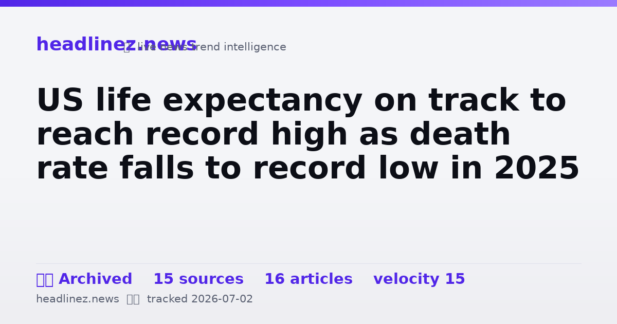 Visual summary for US life expectancy on track to reach record high as death rate falls to record low in 2025