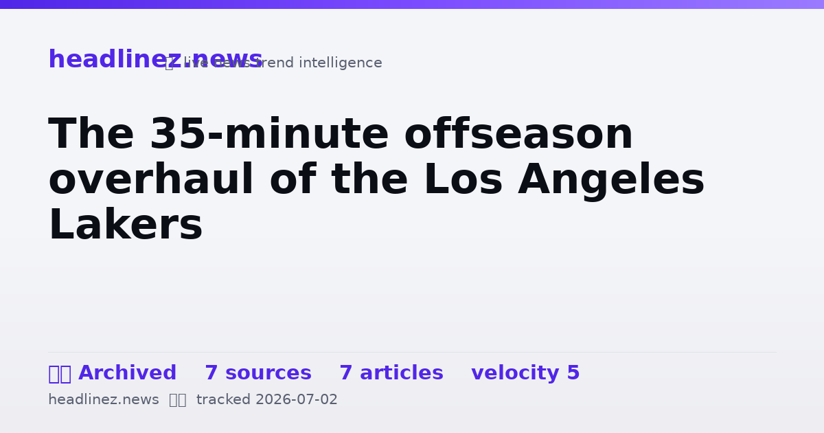 Visual summary for The 35-minute offseason overhaul of the Los Angeles Lakers