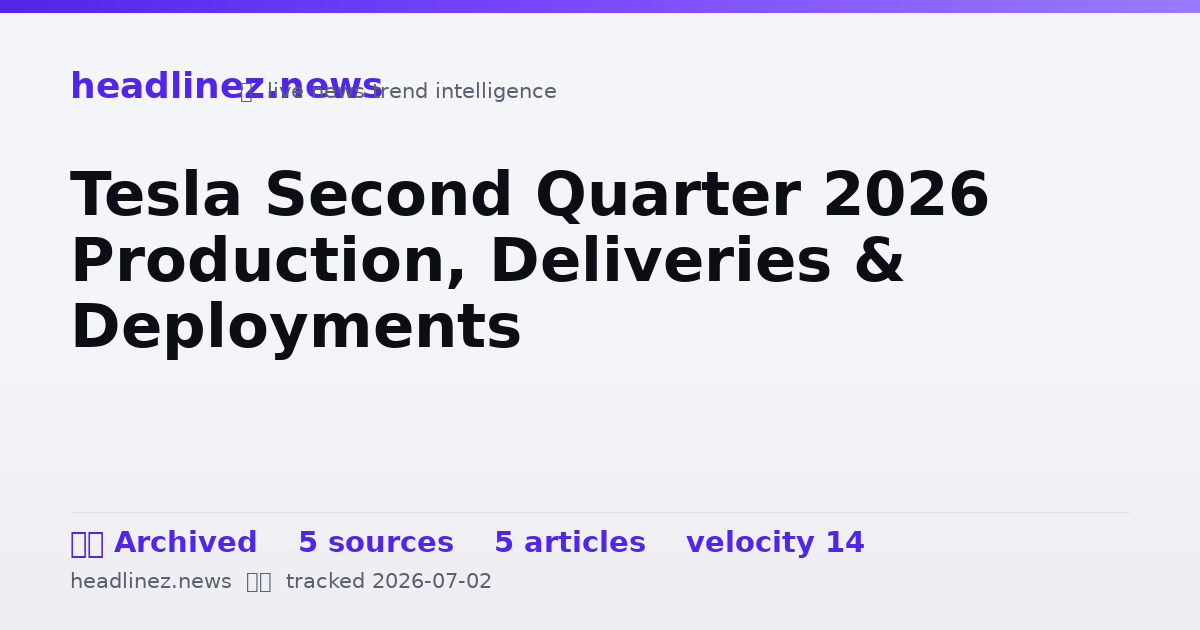 Visual summary for Tesla Second Quarter 2026 Production, Deliveries & Deployments