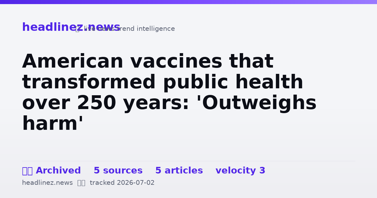 Visual summary for American vaccines that transformed public health over 250 years: 'Outweighs harm'