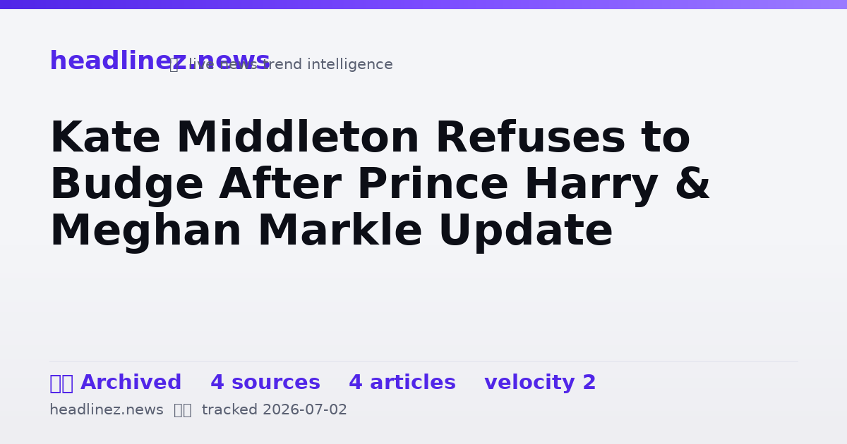 Visual summary for Kate Middleton Refuses to Budge After Prince Harry & Meghan Markle Update