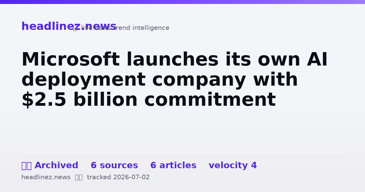 Visual summary for Microsoft launches its own AI deployment company with $2.5 billion commitment