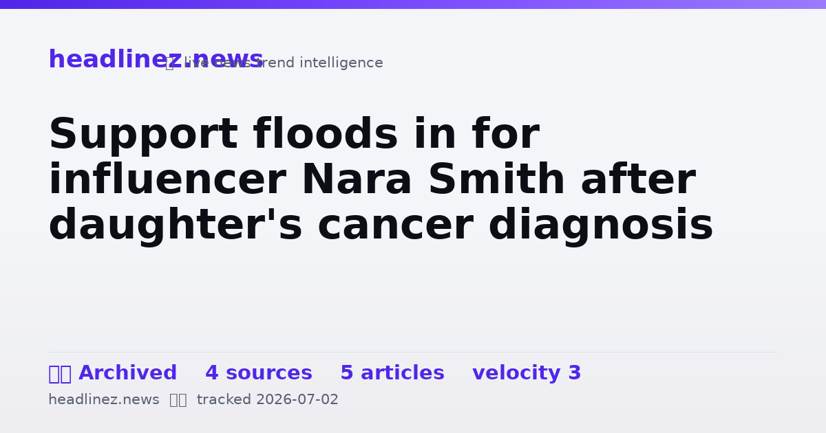 Visual summary for Support floods in for influencer Nara Smith after daughter's cancer diagnosis