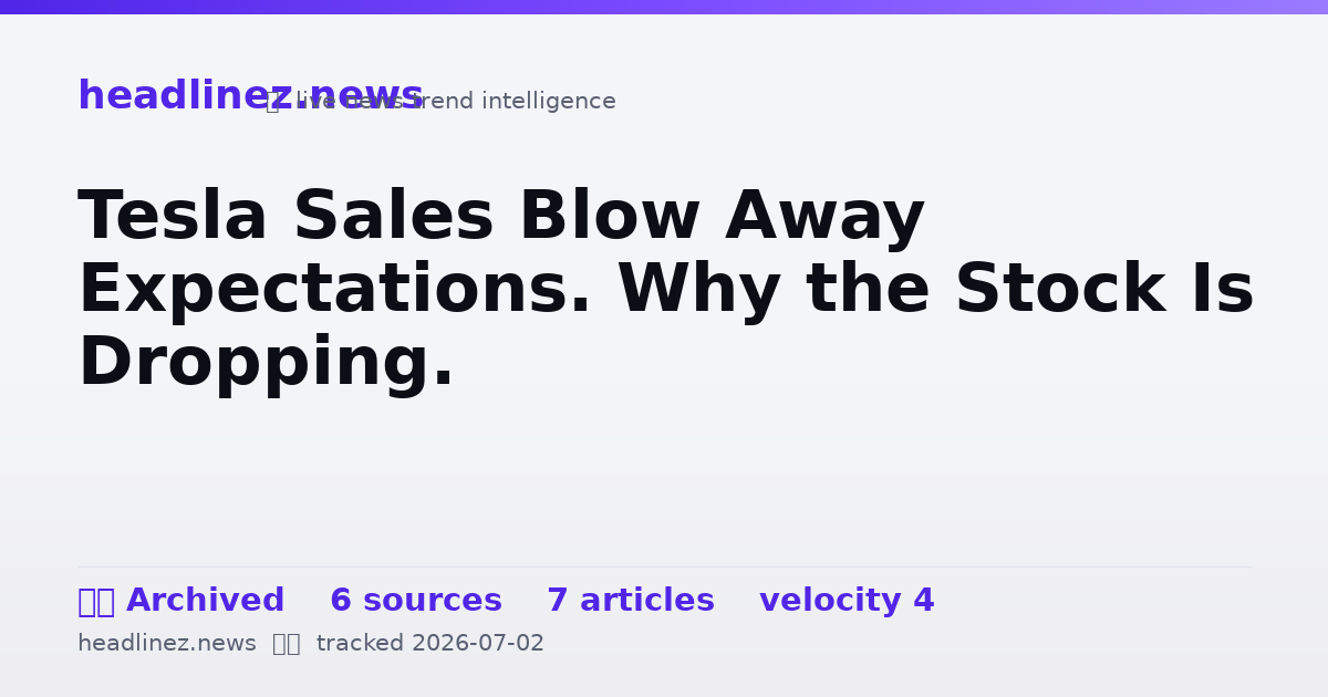 Visual summary for Tesla Sales Blow Away Expectations. Why the Stock Is Dropping.