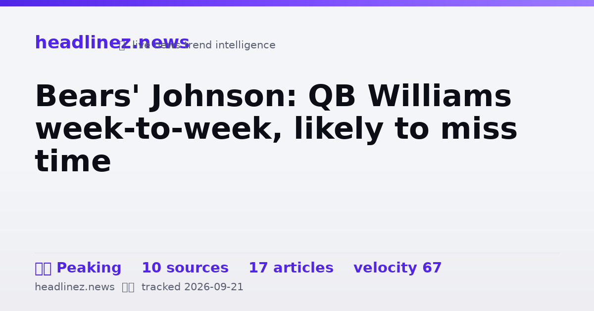 Visual summary for Bears' Johnson: QB Williams week-to-week, likely to miss time