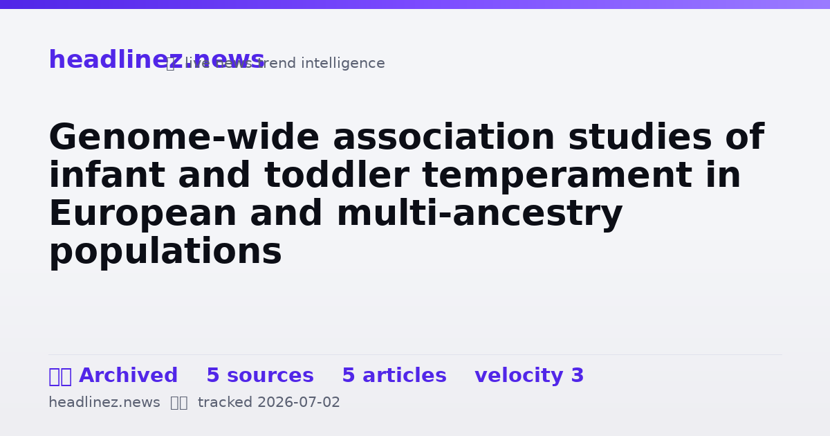 Visual summary for Genome-wide association studies of infant and toddler temperament in European and multi-ancestry populations