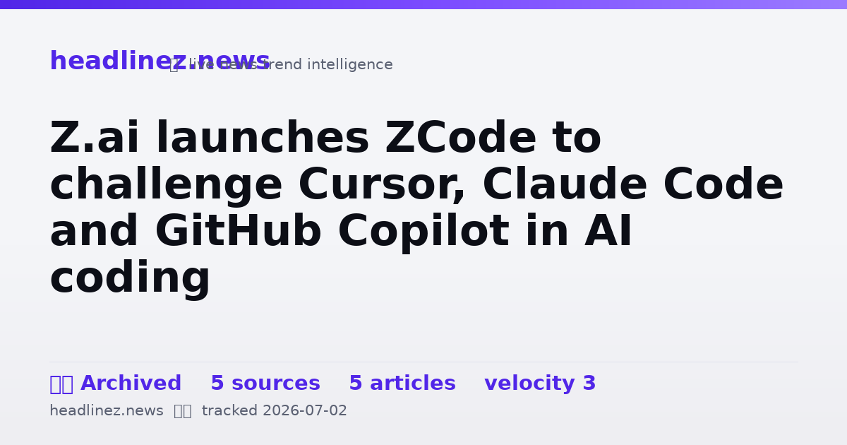 Visual summary for Z.ai launches ZCode to challenge Cursor, Claude Code and GitHub Copilot in AI coding