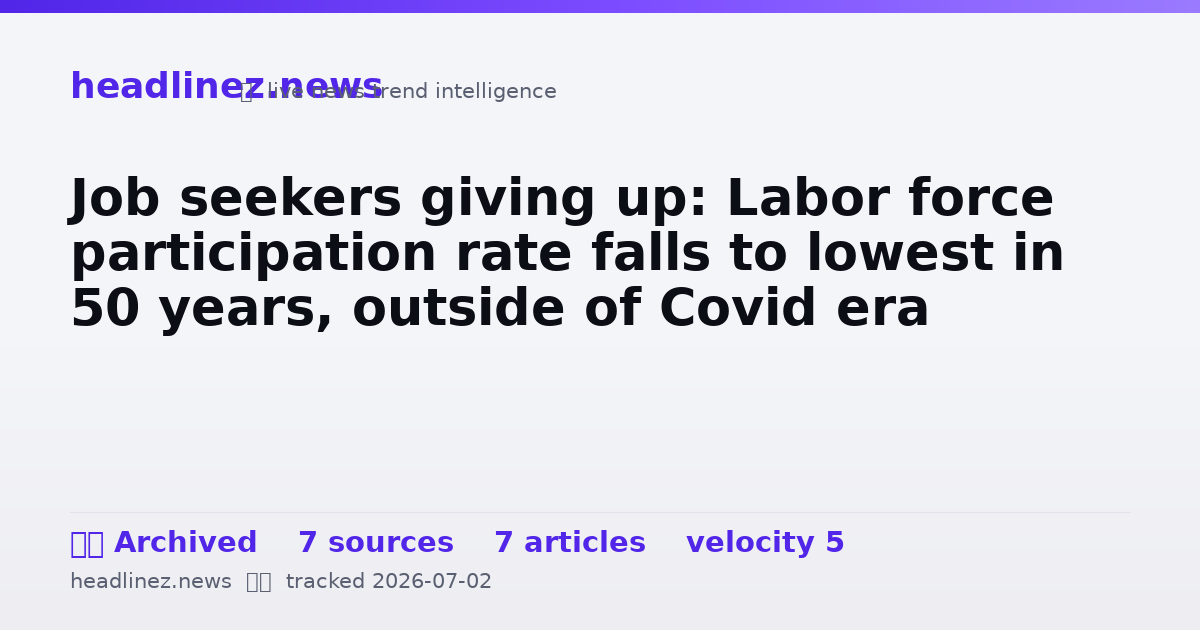 Visual summary for Job seekers giving up: Labor force participation rate falls to lowest in 50 years, outside of Covid era