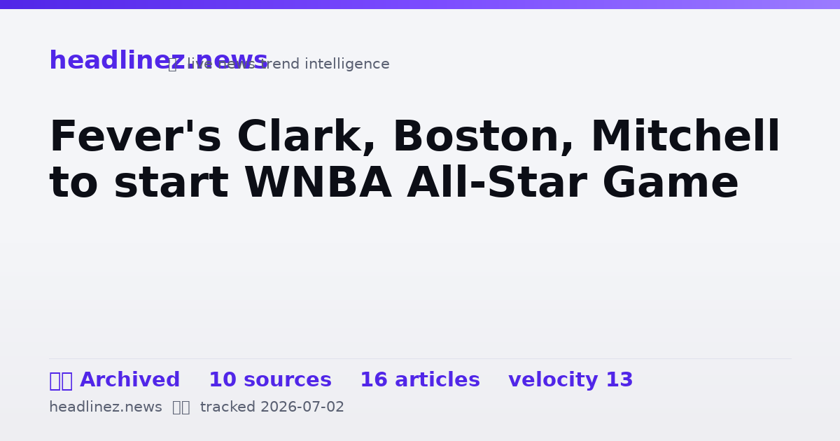 Visual summary for Fever's Clark, Boston, Mitchell to start WNBA All-Star Game
