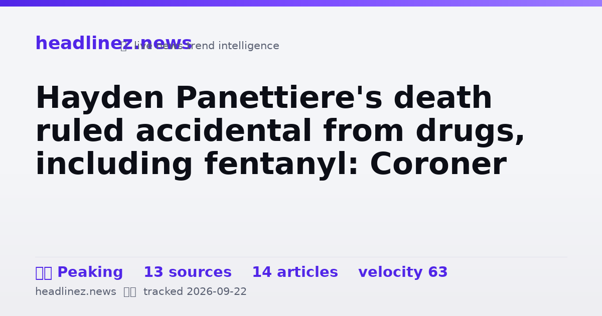 Visual summary for Hayden Panettiere's death ruled accidental from drugs, including fentanyl: Coroner