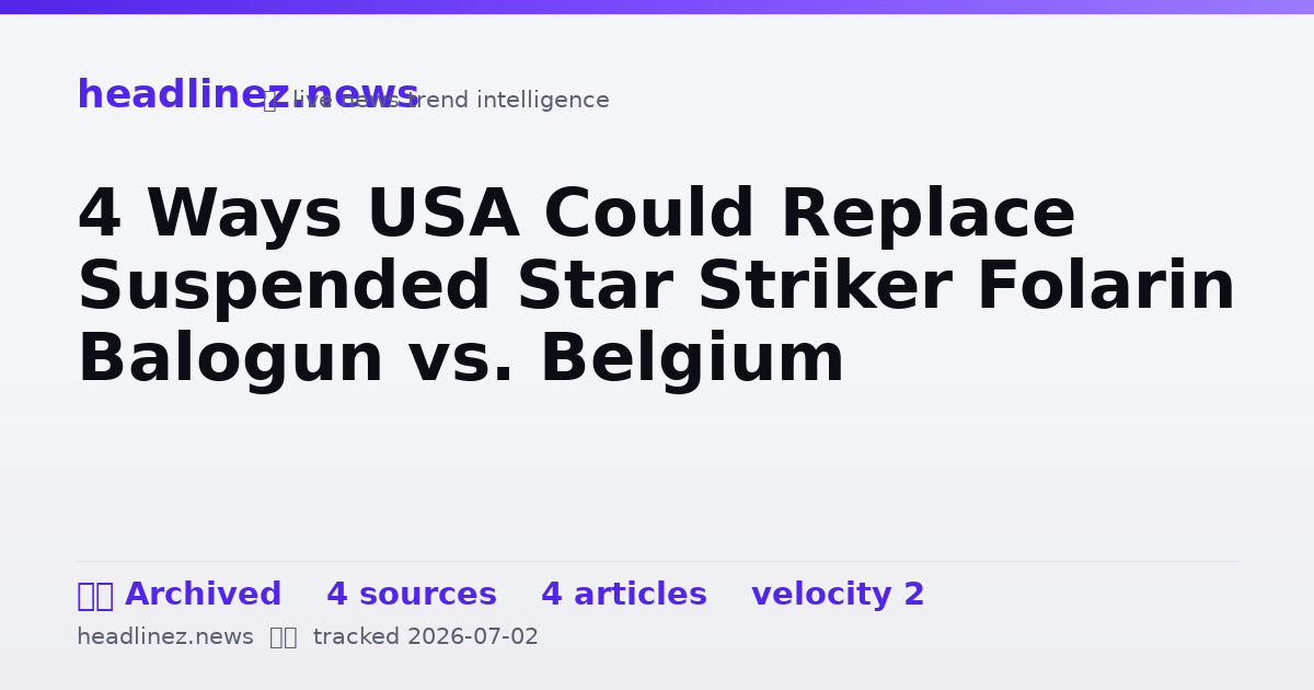 Visual summary for 4 Ways USA Could Replace Suspended Star Striker Folarin Balogun vs. Belgium