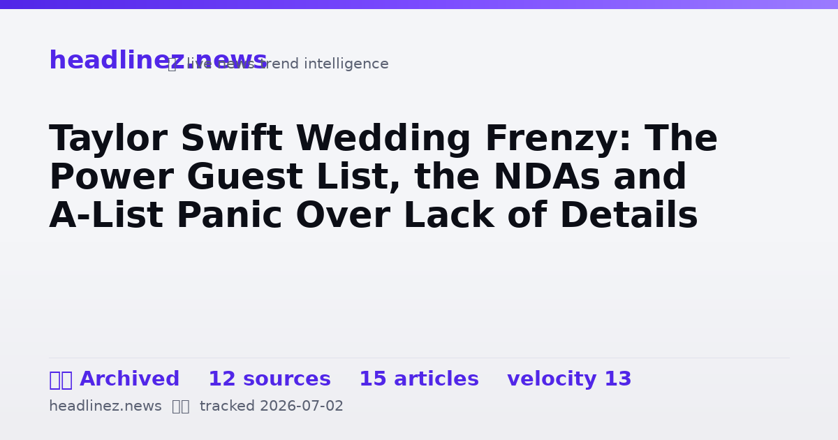 Visual summary for Taylor Swift Wedding Frenzy: The Power Guest List, the NDAs and A-List Panic Over Lack of Details