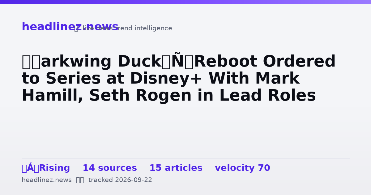 Visual summary for ‘Darkwing Duck’ Reboot Ordered to Series at Disney+ With Mark Hamill, Seth Rogen in Lead Roles