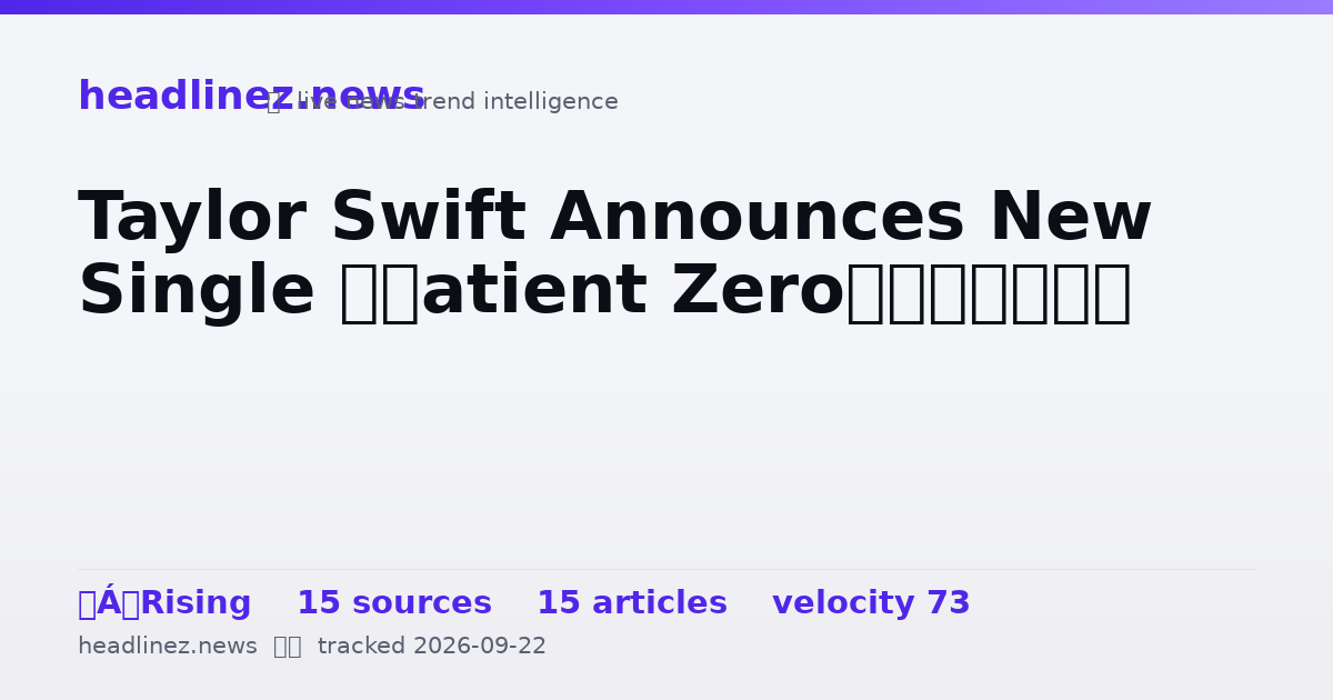 Visual summary for Taylor Swift Announces New Single “Patient Zero”