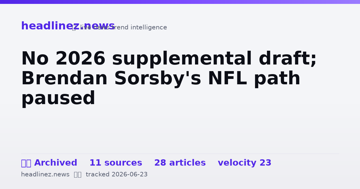Visual summary for No 2026 supplemental draft; Brendan Sorsby's NFL path paused