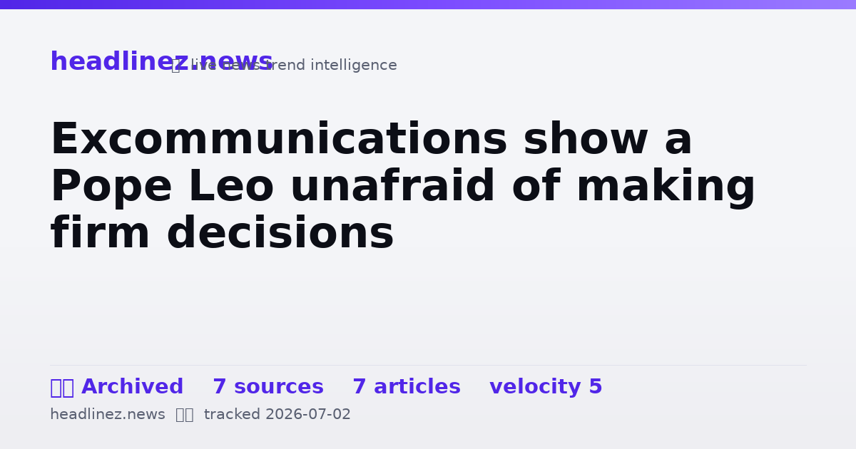Visual summary for Excommunications show a Pope Leo unafraid of making firm decisions