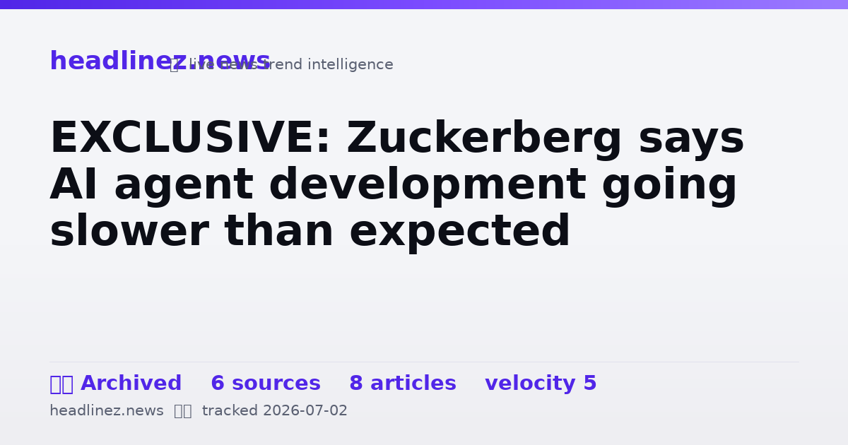 Visual summary for EXCLUSIVE: Zuckerberg says AI agent development going slower than expected