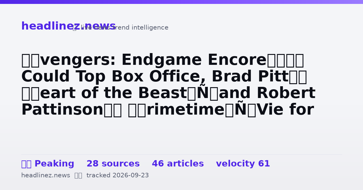 Visual summary for ‘Avengers: Endgame Encore’ Could Top Box Office, Brad Pitt’s ‘Heart of the Beast’ and Robert Pattinson’s ‘Primetime’ Vie for No. 3