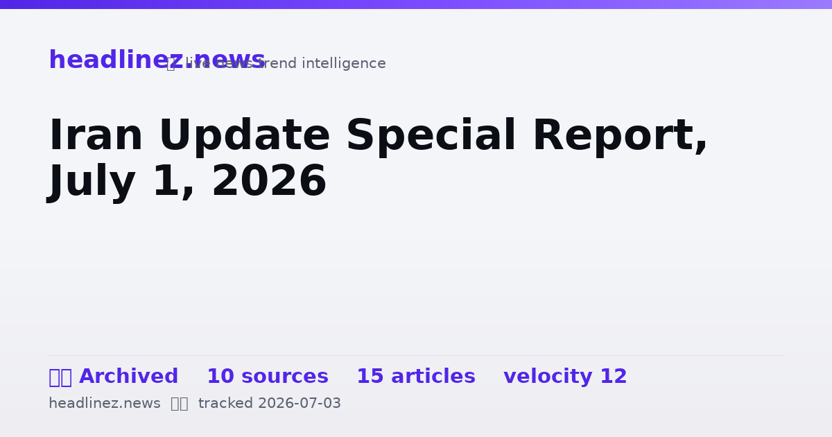 Visual summary for Iran Update Special Report, July 1, 2026