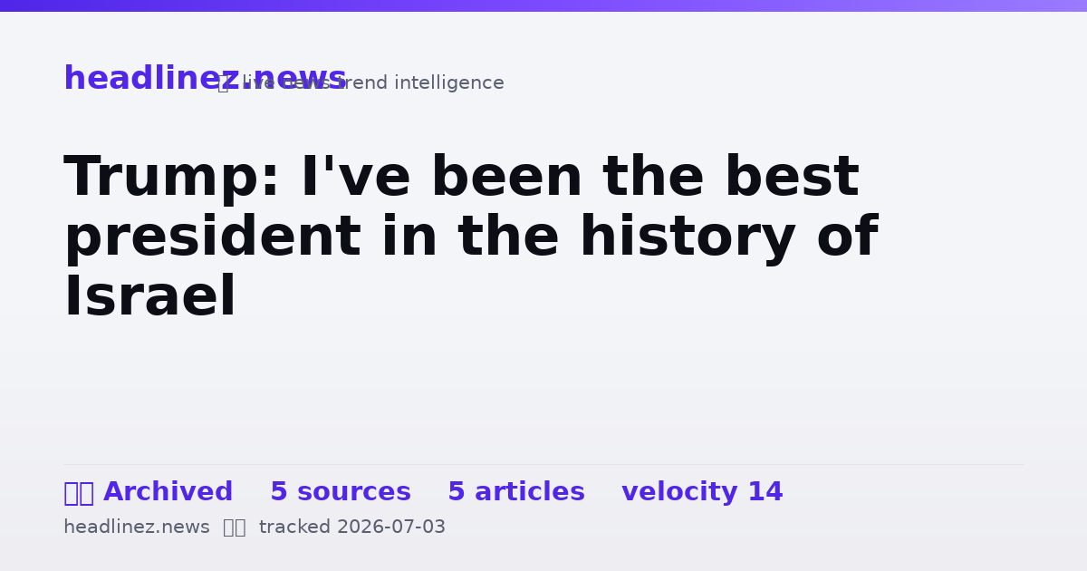 Visual summary for Trump: I've been the best president in the history of Israel