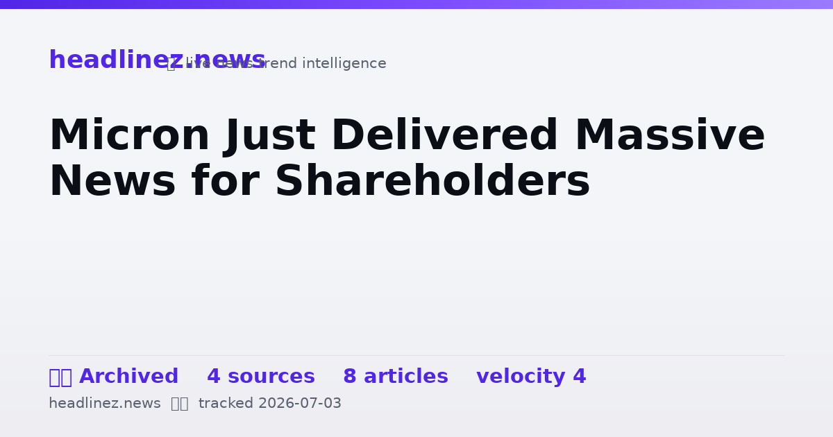 Visual summary for Micron Just Delivered Massive News for Shareholders