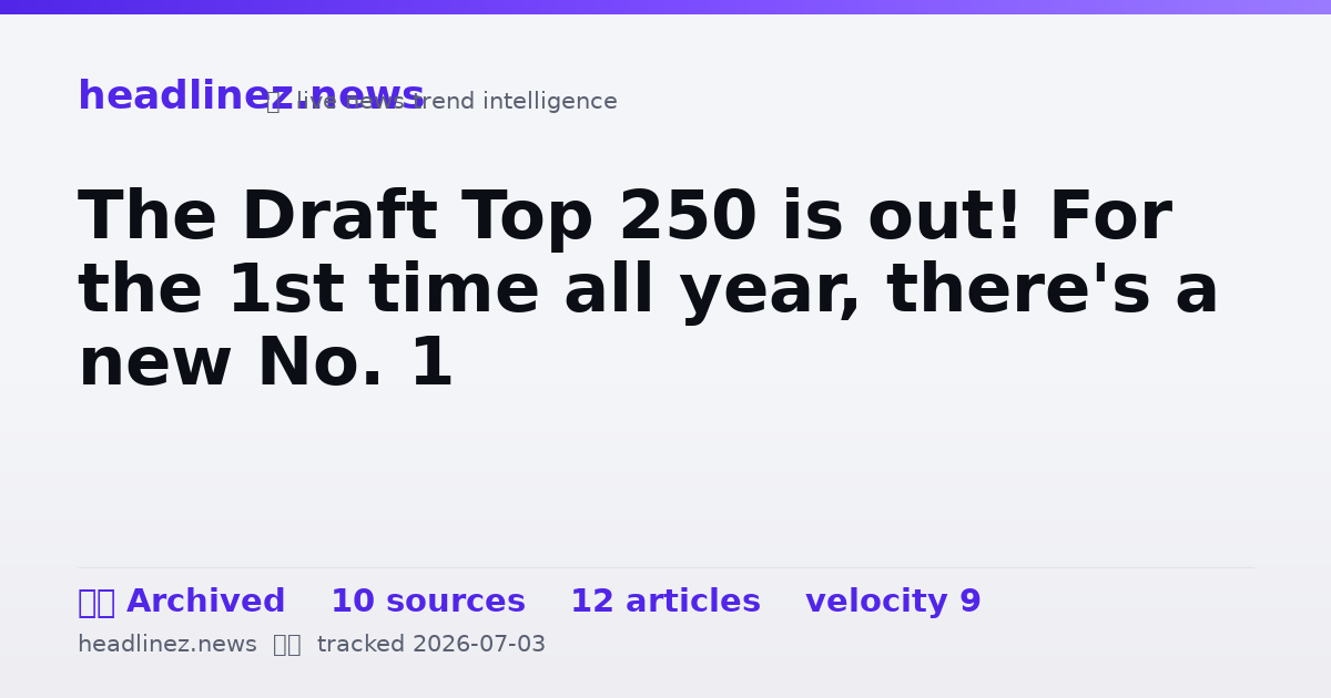 Visual summary for The Draft Top 250 is out! For the 1st time all year, there's a new No. 1