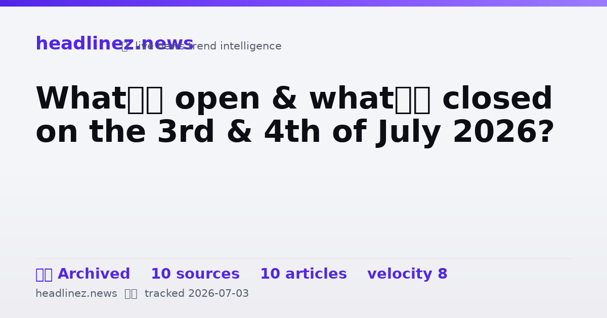 Visual summary for What’s open & what’s closed on the 3rd & 4th of July 2026?