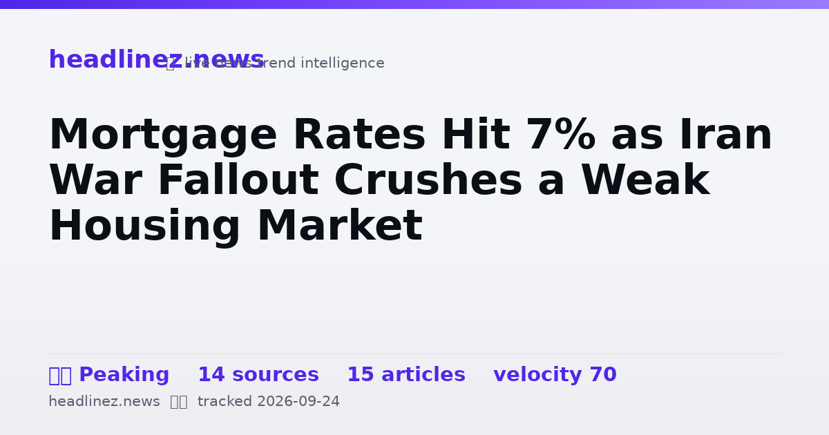 Visual summary for Mortgage Rates Hit 7% as Iran War Fallout Crushes a Weak Housing Market