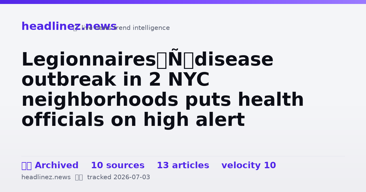 Visual summary for Legionnaires’ disease outbreak in 2 NYC neighborhoods puts health officials on high alert