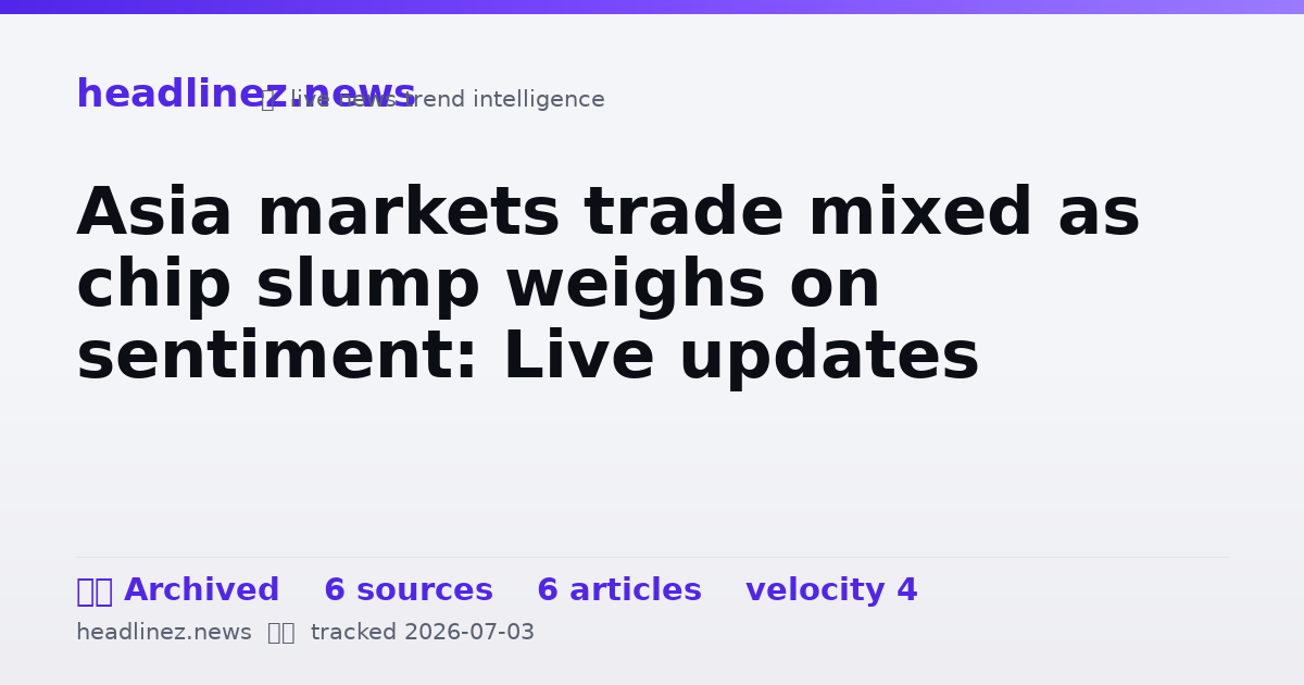 Visual summary for Asia markets trade mixed as chip slump weighs on sentiment: Live updates