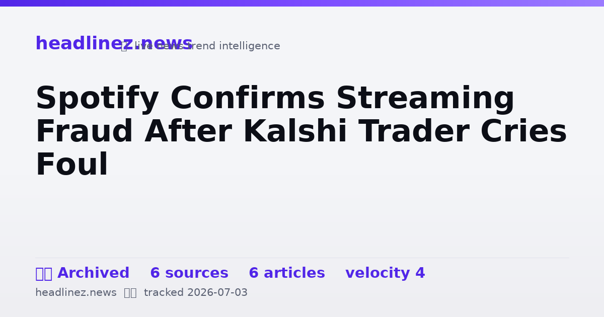 Visual summary for Spotify Confirms Streaming Fraud After Kalshi Trader Cries Foul