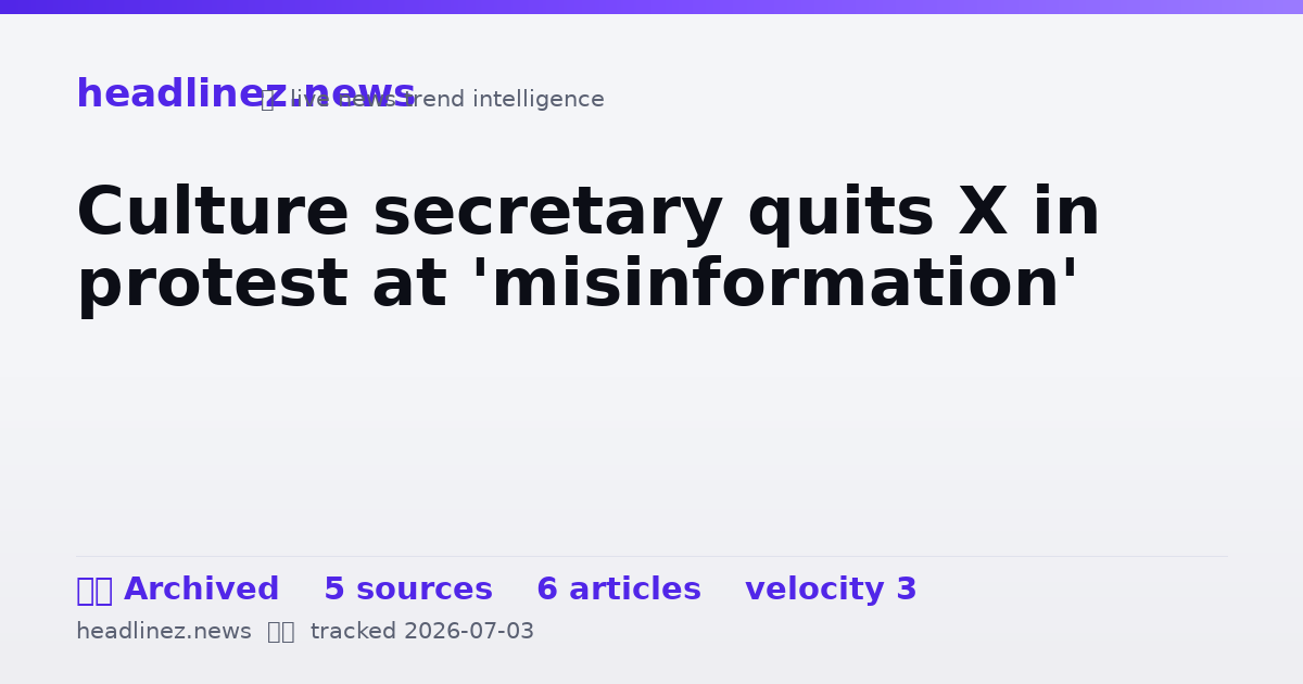 Visual summary for Culture secretary quits X in protest at 'misinformation'