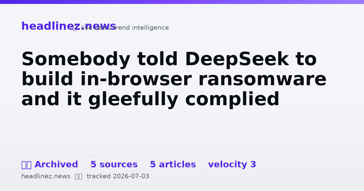 Visual summary for Somebody told DeepSeek to build in-browser ransomware and it gleefully complied
