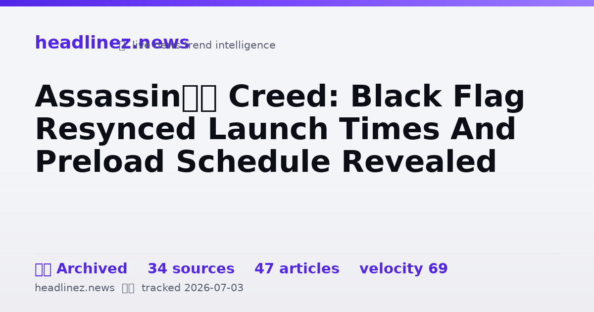 Visual summary for Assassin’s Creed: Black Flag Resynced Launch Times And Preload Schedule Revealed