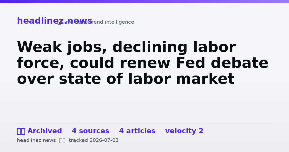 Visual summary for Weak jobs, declining labor force, could renew Fed debate over state of labor market